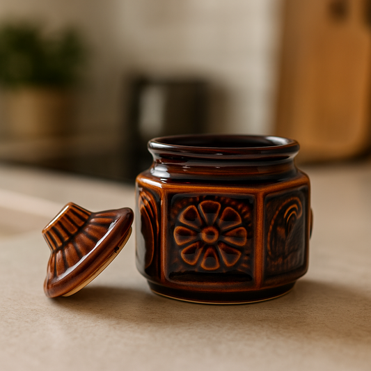Ceramic Mini Storage Jar | 300 ml, Brown