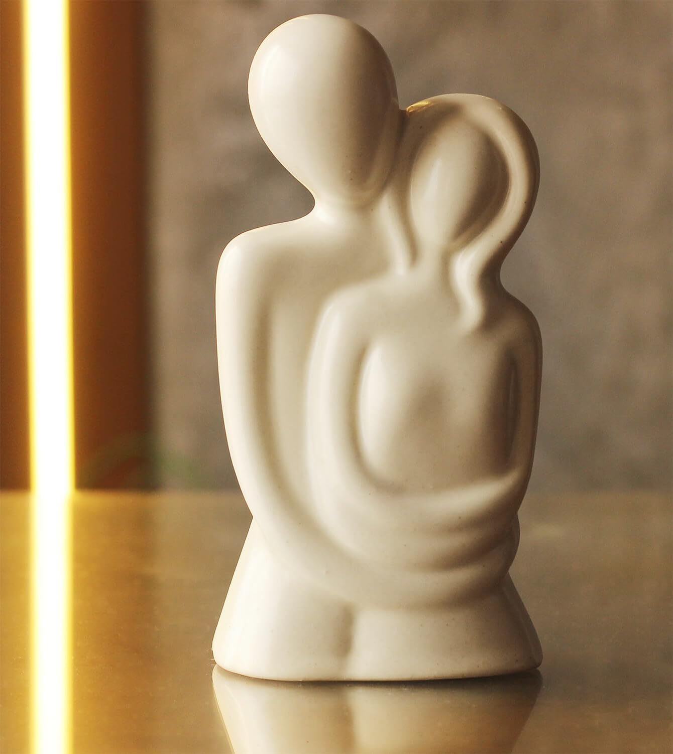 Romantic Embrace Ceramic Couple Statue