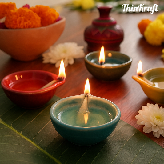 Handmade Ceramic Diwali Diyas – Set of 6