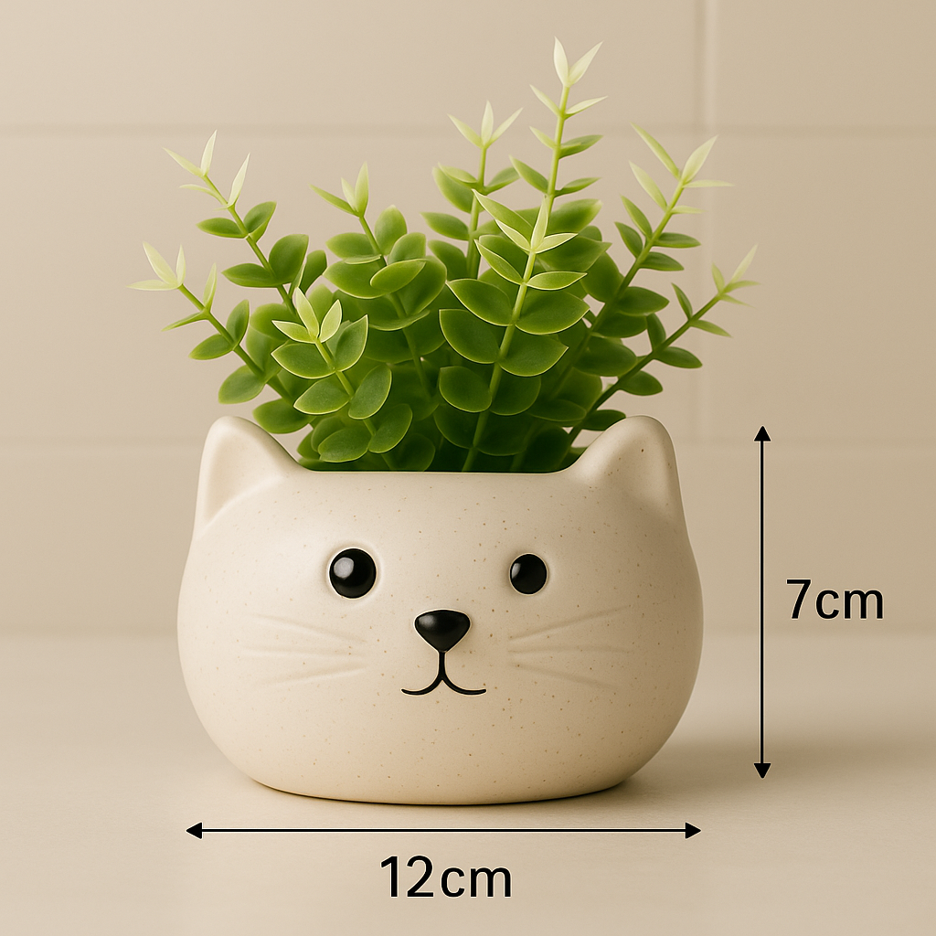 Elegant Ceramic Cat Planters (Set of 2) - White