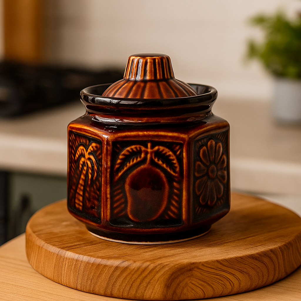 Ceramic Mini Storage Jar | 300 ml, Brown