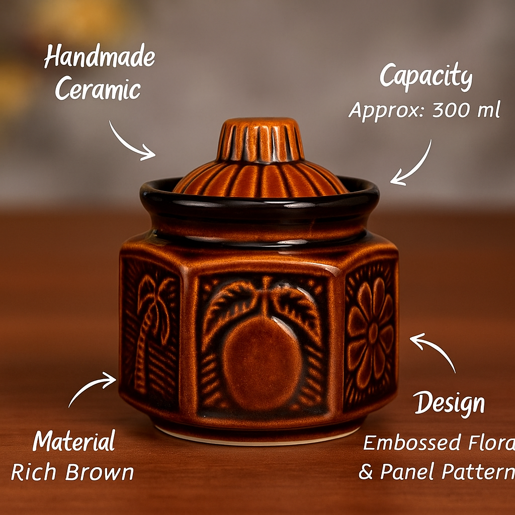Ceramic Mini Storage Jar | 300 ml, Brown