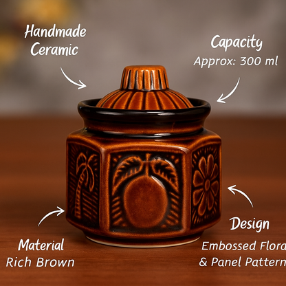 Ceramic Mini Storage Jar | 300 ml, Brown