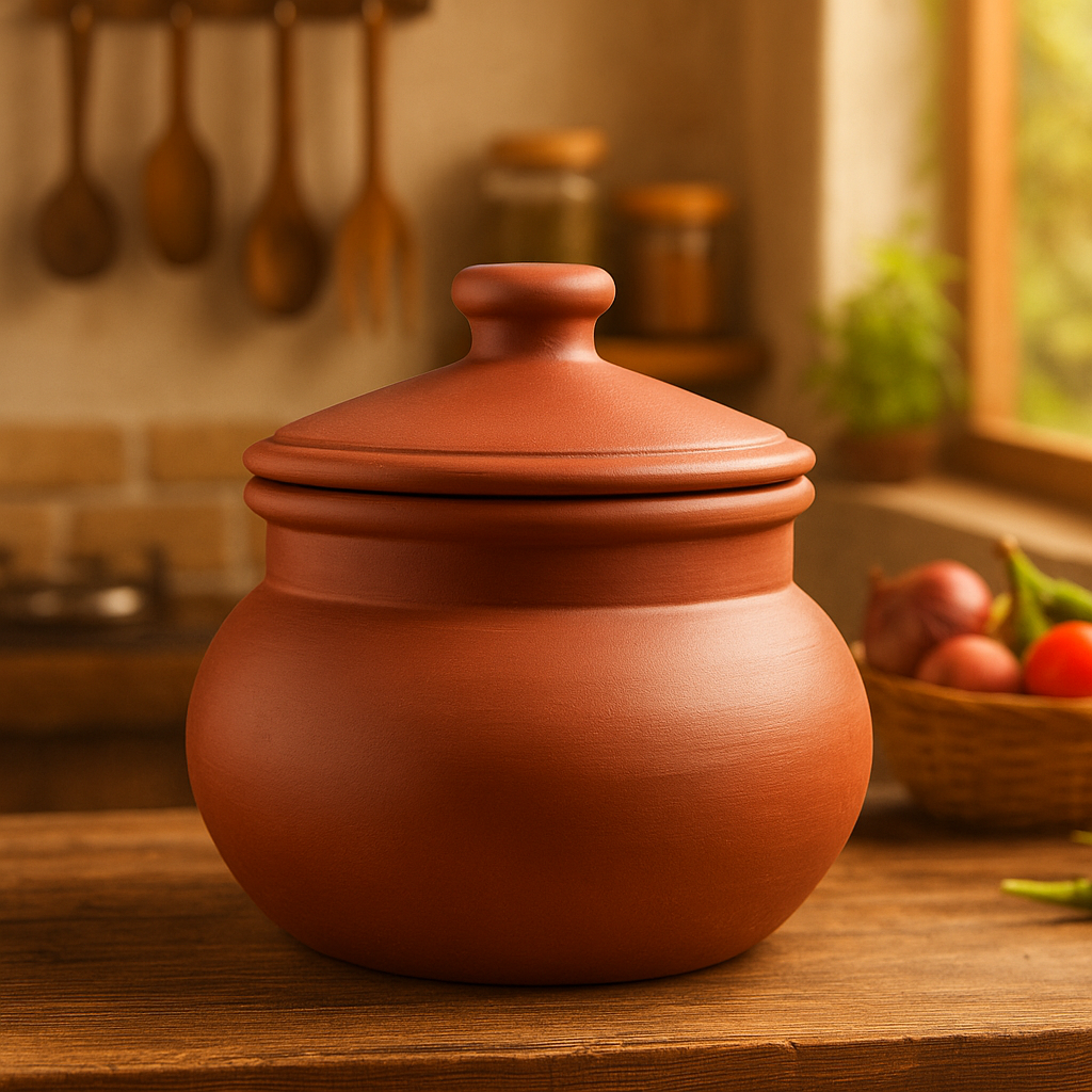 Clay Cooking Pot with Lid – Handmade Mitti Handi