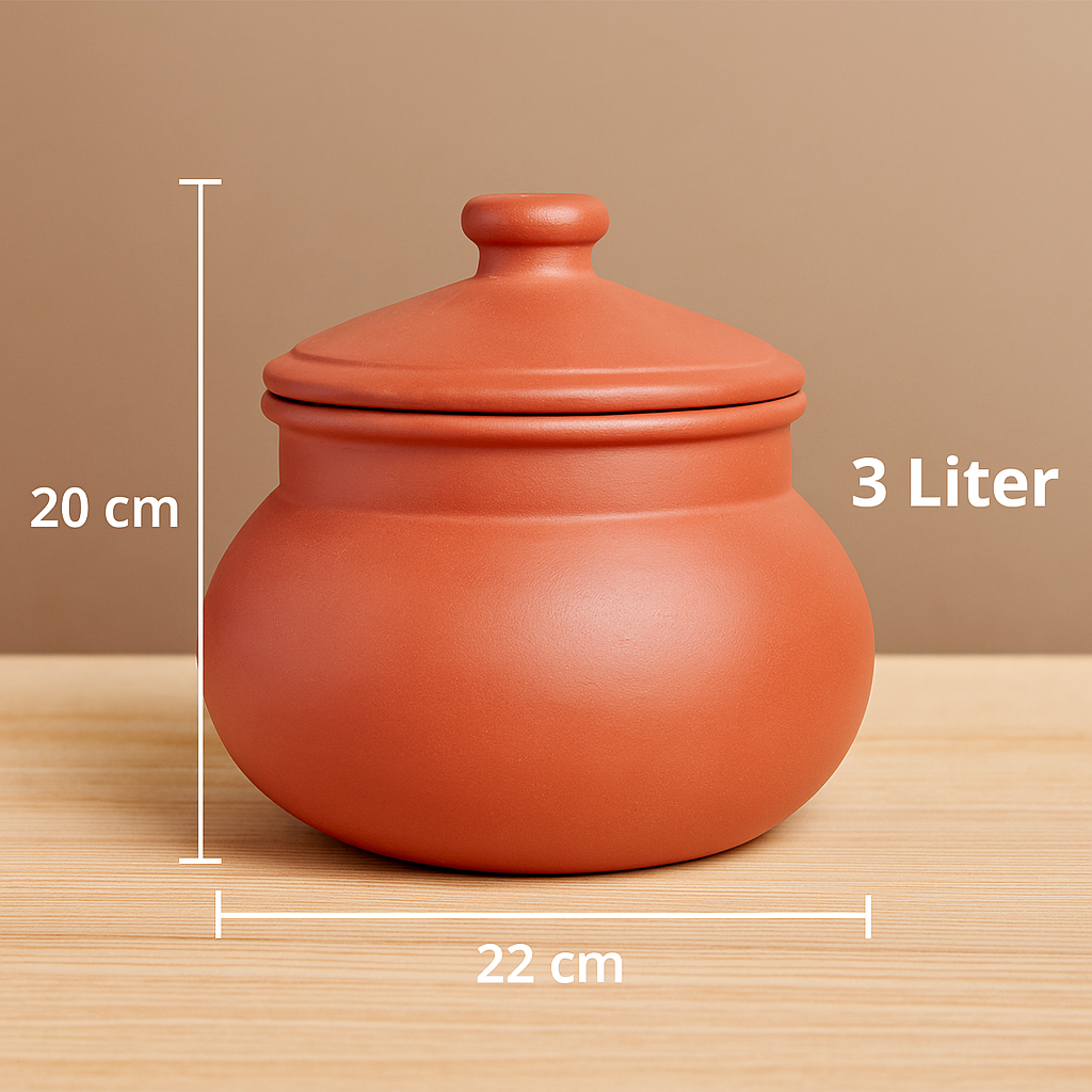 Clay Cooking Pot with Lid – Handmade Mitti Handi