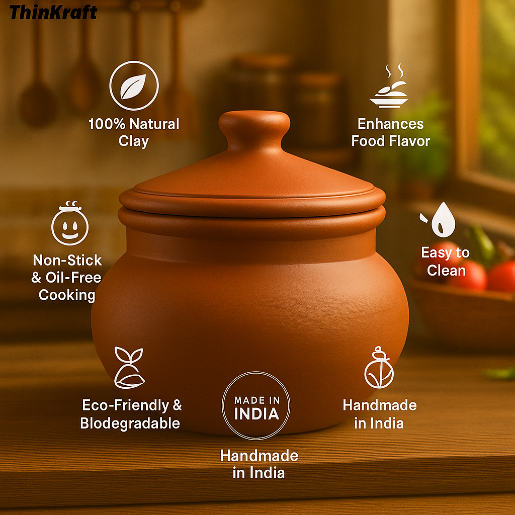 Clay Cooking Pot with Lid – Handmade Mitti Handi