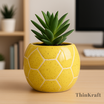 Yellow Honeycomb Ceramic Planter Pot for Indoor Plants | Home Decor