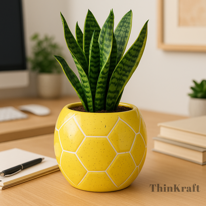 Yellow Honeycomb Ceramic Planter Pot for Indoor Plants | Home Decor