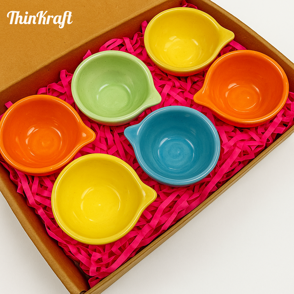 Handmade Ceramic Diwali Diyas – Set of 6