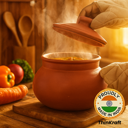 Clay Cooking Pot with Lid – Handmade Mitti Handi